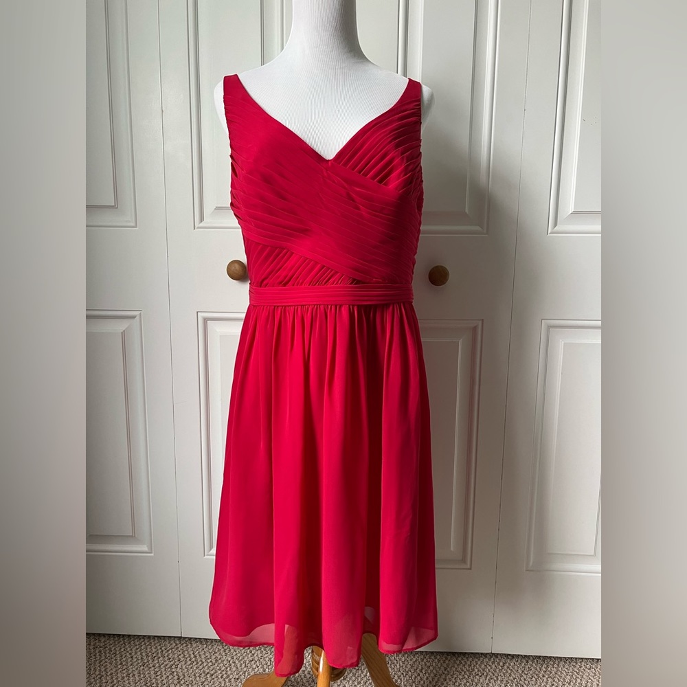 David’s Bridal cherry sheer chiffon dress